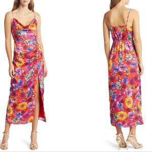 Milly - Lilliana Floral Cowl Neck Satin Midi Dress (NWT)